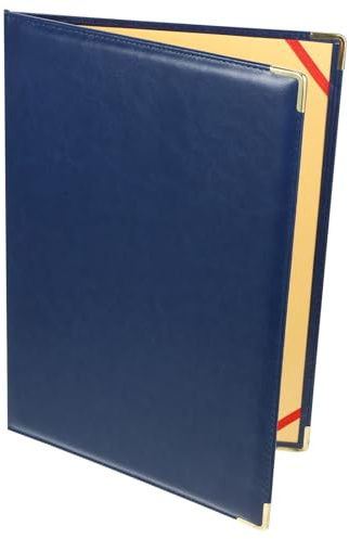Lurrose Classeur Porte-documents Multifonction Grand Format Bleu Coins Métalliques, Dossier de Conférence Professionnel, Paquet de Rangement Bureau, Organiseur de Documents pour Réunions