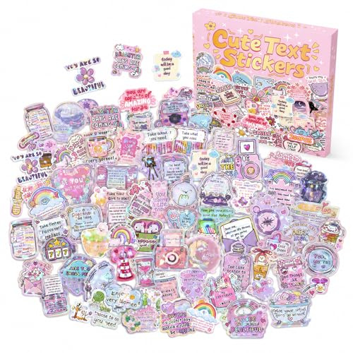 200 PCS Motivational Stickers, Holographic Quote Stickers Journal Stickers for Adults, Cute Aesthetic Sticker Set, Gift Box Laptop Stickers for Planner, Journal and Scrapbooking
