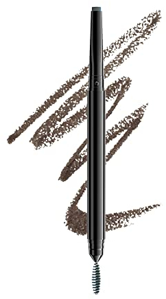 NYX Professional Makeup Matita per sopracciglia, Precision Brow Pencil, Due lati: matita a punta piatta e scovolino, Tonalità: Charcoal