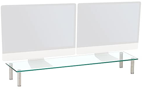 Charles Jacobs Dual/Twin Monitor Riser Stand - 100cm Wide - Clear 14cm Tall