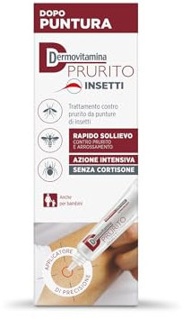 Dermovitamina Prurito Insetti - Trattamento contro Prurito da Punture - Dopo Puntura Zanzare, Tafani, Api, Vespe - Antizanzare Bambini - Rapido Sollievo - Senza Cortisone - Dopopuntura Zanzare - 15ml