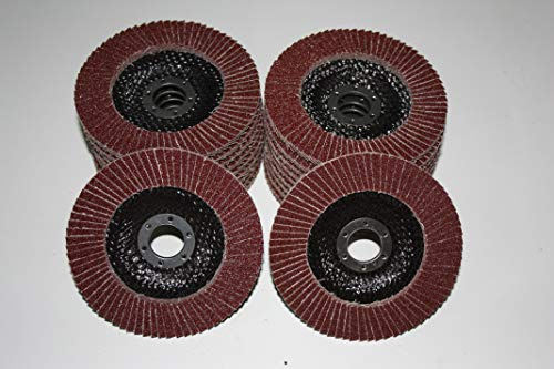 20 Stück Schruppscheiben/Standard Fächerscheiben/Schleifmopteller/Fächerschleifscheibe – Ø 125 mm x 22,23 mm – Korn 150 – braun, Hersteller HKB, Artikel-Nr. 670009
