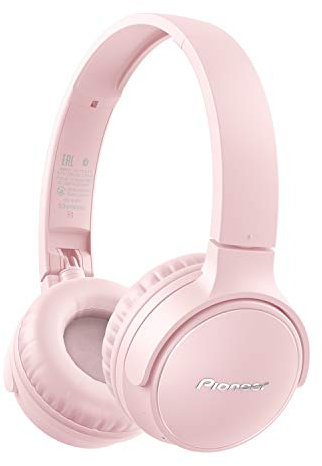 Pioneer S3 Wireless On-Ear Bluetooth 5.0 Headphones (Foldable 25 Hour Battery, Quick Charge, Hands-Free Function, Volume Control) – Pink