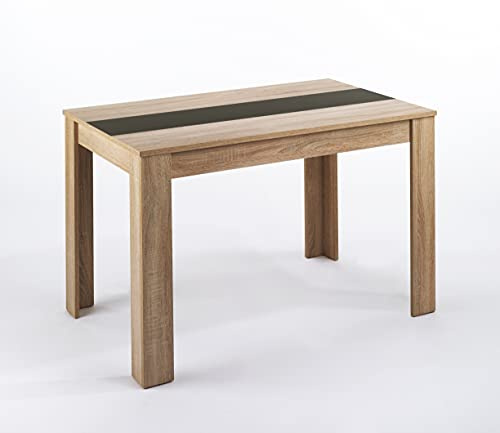 byLIVING Esstisch NORI, Küchentisch in Eiche-Optik, 120 x 80, H 75 cm | Einlegeplatte wendbar in schwarz oder weiß, großer Tisch
