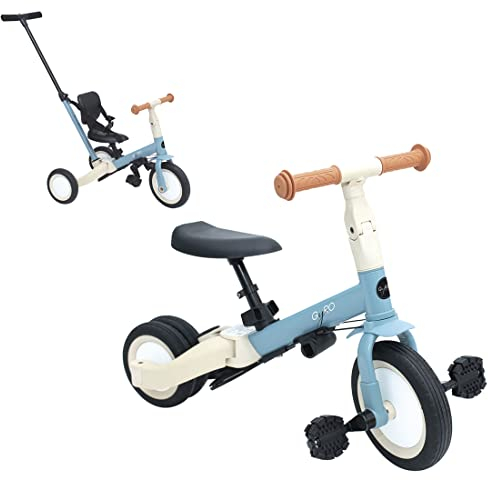 Olmitos Evolutionäres Babydreirad, 5-in-1, Kinderfahrrad von 1 Jahr bis 5 Jahren, vom Dreirad zum Fahrrad mit oder ohne Pedale – anpassbar und transformierbar (Blau)