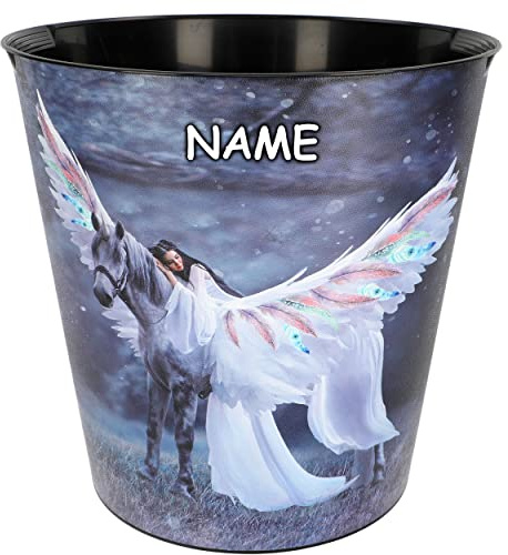 alles-meine.de GmbH Papierkorb/Mülleimer Einhorn & Traumfänger inkl. Name - 10 Liter - wasserdicht - aus Kunststoff - Ø 28 cm - Eimer - Spielzeugkorb/Popcornschüssel/gr..