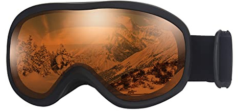 OuShiun Skibrille OTG Snowboard brille für Herren Damen Jugend Anti Fog UV-Schutz Schneebrille (Orange)