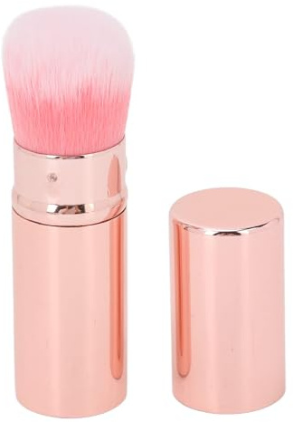Einziehbarer Make-up-Pinsel, weiches Haar, lockerer Puderpinsel, Reisen, tragbar, gleichmäßig verschmieren, Puderpinsel, Kosmetik-Werkzeug mit Deckel für den täglichen Make-up-Künstler (Rosa)