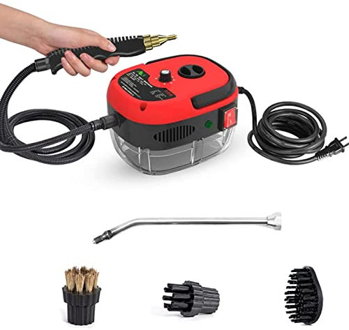 BEESOM Limpiador de Vapor de Mano Alta Presion, Limpiador de Vapor de Portátil, Limpiador de Alta Temperatura para Limpieza de Superficies/Aire Acondicionado/Campana extractora,Red-110V