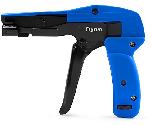 Flytuo Nylon Plastic Cable Tie Gun, All Steel Heavy Duty Cable Tie Tool with Automatic Flush Cut-Off, Professional Tensioner and Cutter for Plastic Nylon Ties
