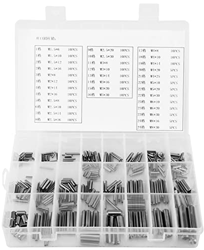 Artillery Hohl Federstifte,Spannhülsen,280 Stücke 304 Zylinderstift Kit,M1.5 M2 M2.5 M3 M4 M5 M6 M8 Edelstahl Elastische Unterstützung Sortiment Kit mit Aufbewahrungsbox