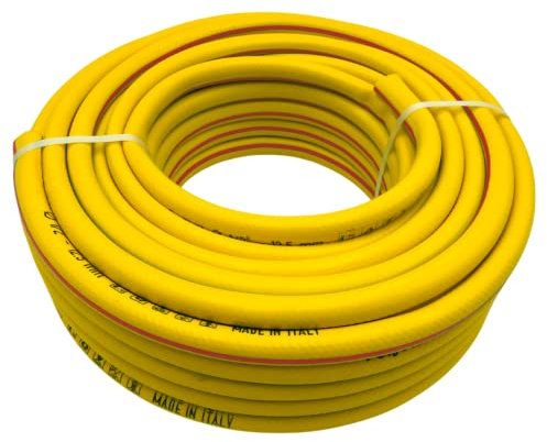 MAKA Tubo Acqua Giardino 1/2 5/8 3/4 1 Pollice 5 Strati Pressione 30 Bar Flessibile Doppio Rinforzo Tessile Retinato Magliato Antitorsione Resiste a Caldo Gelo UV 4 Stagioni (1/2 pollici, 25 metri)