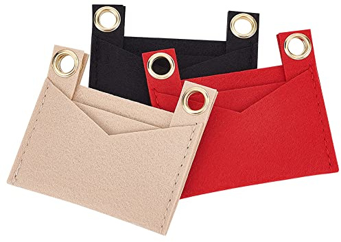 WADORN 3 Farben Filzhandtascheneinlage, Mini-Geldbörsen-Einsatz-Organizer, Kleines Portemonnaie-Crossbody-Konvertierungsset Mit Ösen Für Umschlag Pochette Kartenhalter Einlage-Aufbewahrung, 8x9 cm