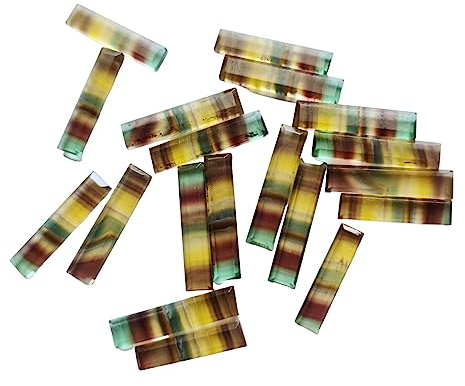 Gems For Jewels Bâtons de fluorite 30 mm pour femme, 5 bâtonnets fantaisie multicolores en fluorite, cabochons à dos plat en fluorite naturelle, pierres précieuses en fluorite en vrac - PKSG141