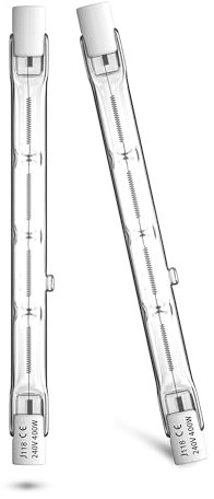 Klarlight R7s 118mm Halogen Leuchtmittel 400W J118 Dimmbar Doppel Ended Flutlicht Lampe 240V Lineares Licht Warmes Weiß 2800K Wolfram Halogenbirnen Für Deckenleuchten, Landschaftsbeleuchtung(2pcs)