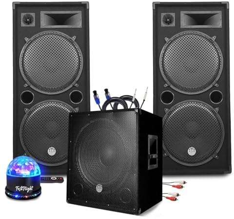 Pack Sonorization BM Bmsonic Mega Basses 3200W Caja de sonido/subwoofer bi-amplificado 18 46cm – Altavoces 215, SONO DJ SIREE MIX BAR, LED