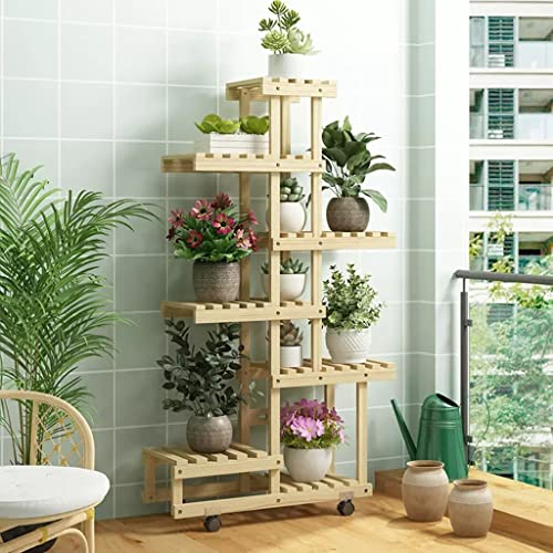 6-stufiger hoher Pflanzenständer für den Innen- und Außenbereich, Eckregal für Pflanzenregale aus Holz, mehrstufiger Pflanzgefäß-Topfhalter, Blumenständer für Wohnzimmer, Balkon, Garten, Terrasse