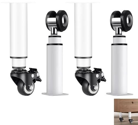 4 Piezas Patas Muebles Regulables,Patas Armario con Ruedas Patas Soporte Armario Metalicas Patas Repuesto para Mesa Café Mesas Mueble TV y Otros (8-12CM)