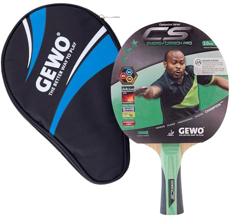 GEWO CS Energy Carbon Pro Tischtennis-Schläger & GEWO Tischtennisschläger Hülle mit Ballfach blau - Profi-Tischtennisschläger ITTF genehmigt, konkav, 2,0mm Schwamm