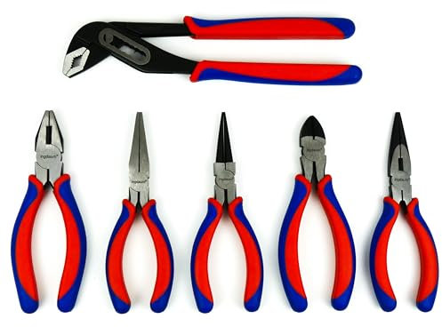 INGDAUM® Pince universelle, pince à bec, coupante latérale, plate, ronde, multiprise à eau (lot de 6)