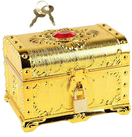 Sharplace Piraten-Schatztruhe, abenteuerliche Schatzkiste, Dekoration, Schatzsammlung, Aufbewahrungsbox für Kinder, Jungen, Mädchen, Geburtstagsgeschenke, Gold