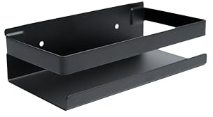 DOESS Duschkorb – Badezimmerregal – Duschregal – Shampoo-Halter – ohne Bohren – rechteckig – Badezimmer-Organizer – Edelstahl (Schwarz, 20 CM)