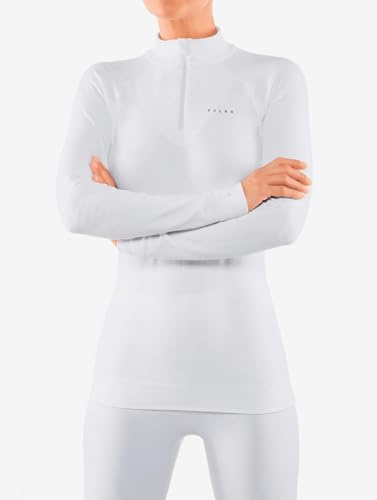 FALKE mujer Maximum Warm High Zip Neck camiseta técnica deportiva manga larga para climas fríos a muy fríos secado rápido transpirable sostenible hilo funcional 1 pieza