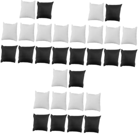 Cabilock 30 Pièces Oreiller D'affichage De Bijoux Porteur De l'anneau Petits Oreillers De Bijoux Porte-bagues Bijoux Bague Montre à Bague Montres Coussin Unité Centrale Faux Cuir Blanche