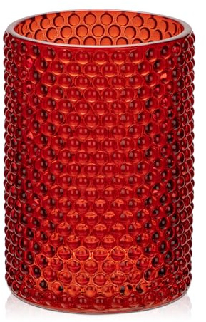 Glasvasen Blumen Modern, 14 cm Hohe Tischvasen Glas, Rot Deko Vase für Blumen, Dekorative Vase Blumenvase, Zylinder Glasvase Rund für Tischdekoration Büro Küche Arrangements Hochzeitsgeschenk