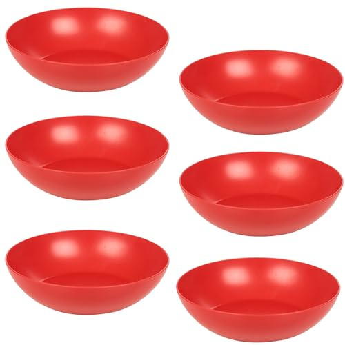 URBNLIVING 6 Pcs Durable Deep Round Plastic Dinner & Picnic Plates Multicolour Reusable Solid Colour Plates Outdoor Tableware Lightweight Portable Ideal for Camping BBQs Outdoor Events