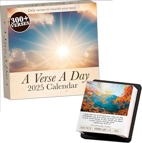 Calendrier 2025 avec verset de la Bible par jour | Plus de 300 versets chrétiens de la Bible NIV pour inspirer votre dévotion quotidienne, vos versets religieux et religieux quotidiens pour homme et