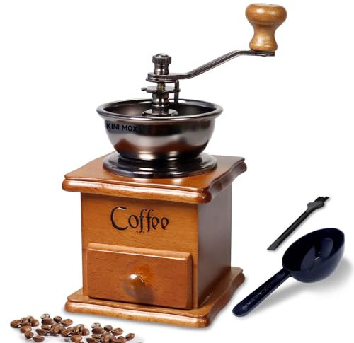 Molinillo de café manual, mini molinillo de granos de café de madera vintage para decoración de exhibición, molinillo de café antiguo para hacer café de malla, prensa francesa clásica