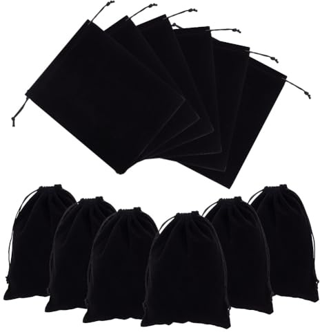 nbeads 12 Stück Schwarze Kordelzugtaschen aus Samt, Große Drawstring Schmuck Beutel 24x17.3cm Geschenkverpackungsbeutel Große Süßigkeiten-Taschen für Hochzeit Geburtstag Party Favors