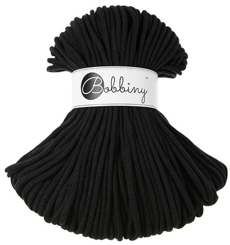 Bobbiny Makramee-Schnur, geflochten, 5 mm, Schwarz, 100 m