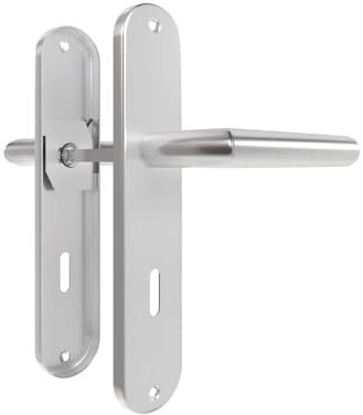 AwmnSrman Türgriffe Innentüren Türklinke Türbeschlag Drückergarnitur Zimmertür Garnitur 72MM-BB-Buntbart Set 1er-Set Moderne Edelstahl 2 Türklinken & 2 Langschilder 240 * 50 mm