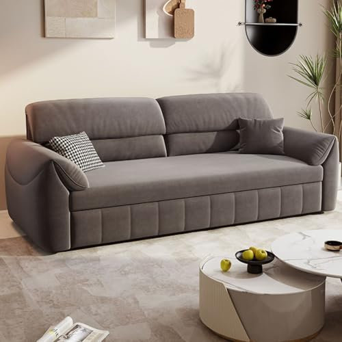 WEIDPHL Klappbares Schlafsofa Mit Chaiselongue Mit Stauraum, Umwandelbares Schlafsofa, 2-In-1-Schlafsofa Mit Ausziehbarer Couch Für Wohnzimmer Und Apartment,Kaffee
