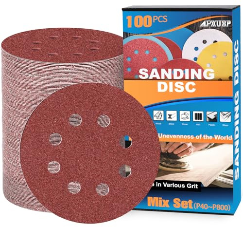 ALPXUXP Schleifpapier 125mm Klett Schleifscheiben 8 Loch Rund Schleifblätter Profi für Exzenterschleifer(Mit Körnung 40/60/80/120/180/240/320/400/600/800 x10)-100Stück
