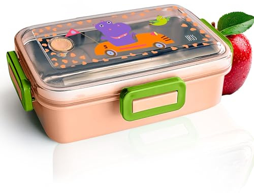 Iris Barcelona Porta alimentos Infantil - Lunchbox Infantil 530 mL - Acero Inoxidable + Base Plástica – Cierre Seguro, Sin BPA - Apto para Microondas (APRICOT)