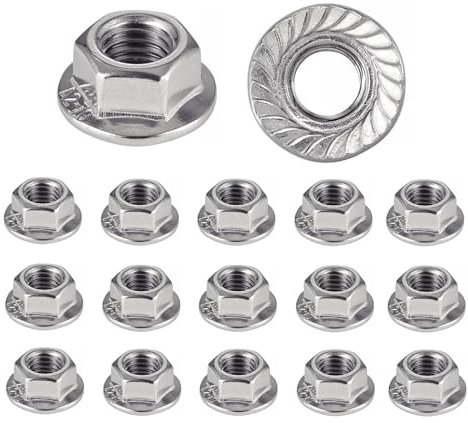 Ecrou INOX à embase crantée M10 | écrous rondelle à bride pour vis Ø 10mm | Autobloquant Hexagonal DIN 6923 / ISO 4161 | Acier inoxydable A2 (V2A / 304) Ecrou de sécurité : LOT DE 2 Pcs - ProRaje