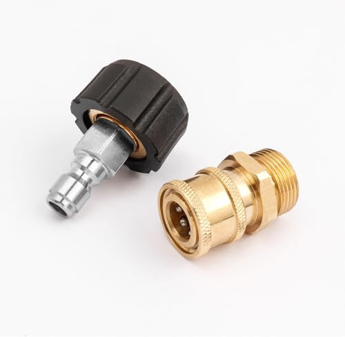 Gasea Kit de Adaptadores de Lavadora a Presión M22 14 mm, Acoplamiento Rápido de Latón de 1/4, Acopladores para Limpiadoras a Presión, M22 a 1/4 '', Conector Rápido Alta Presion, 5000PSI