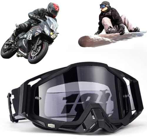 Yoihuqi Motocross Brille, Winddichte Staubdichte Motocross-Brille, SkiBrille, Dirt Bike Crossbrille, Anti Fog UV Skibrille, Off Road Racing Fahrbrille, für Radfahren, ATV, UTV