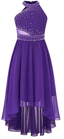 ranrann Enfant Fille Robe de Cérémonie Princesse Soirée avec Strass Asymétrique Robe Mariage Bal Anniversaire
