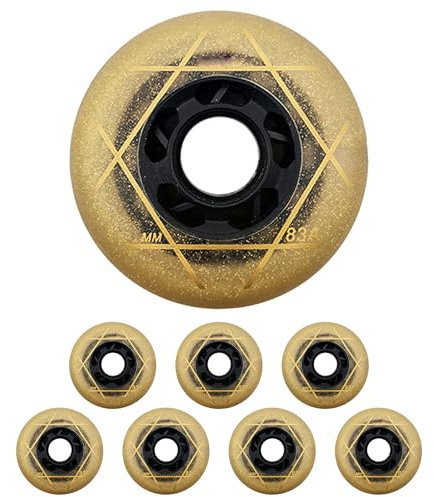 JCCHT Inline-Skate-Räder, 72 mm/76 mm/80 mm, Inline-Rollschuh-Ersatzräder, Härte 88A/83A, für Inline-Skate-Waveboard-Casterboard-Street-Surf-Skate-Räder,Gold,72mm