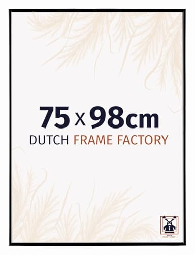 Dutch Frame Factory - Bilderrahmen 75x98 cm Schwarz Hochglanz - Kunststoff | Antireflex-Acrylglas aus Kunststoff, Wandmontage, Geeignet für Fotos, Poster und Puzzles, Easy, Made in Holland