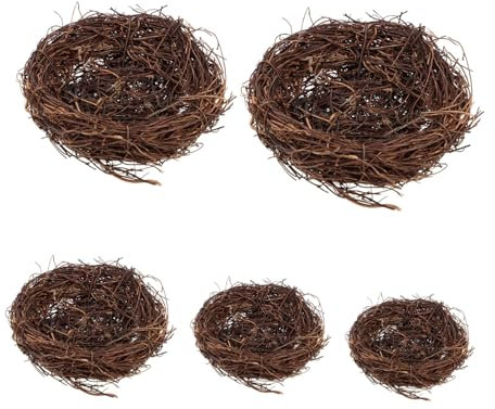 RORPOIR 5stücke Teiliges Künstliche Rattan-Vogel Nester Mit Eiern Dekorative Osternest Ornamente Für Garten Und Sichere Materialien