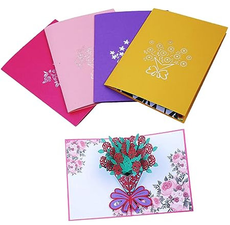 SHINEOFI Rosenkarte Rosendesign Grußrose Aus Hochwertigem Papier Blumenkarte Für Festivalkarten Bunte Karte Für Geburtstage Und Feste