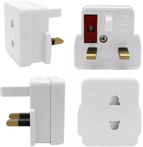 JD Brands Toothbrush Adapter Plug – UK 3-Pin Shaver Plug Adaptor for European to UK Conversion | Toothbrush & Shaver Charger Adapter