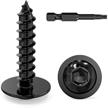 Valorada 50Pcs Wood Screws 4.2 x 19mm, Self Tapping Screws Metal, Black Screws, Stainelss Steel 304, Flat, Pan, Wafer Head Screws for Plastic, Sheet Metal, Pasterboard, Wood, Aluminum