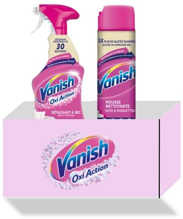 Vanish Pack Maison : Pistolet Détachant à Sec pour tapis et tissus d'ameublement - 500 ml + Nettoyant Tapis et Moquette - Détachant 600 ml