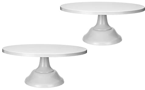 Idhadkc 2pcs 12 Inch Iron Round Cake Stand Cake Plate Pedestal Dessert Holder Wedding Birthday Party-White